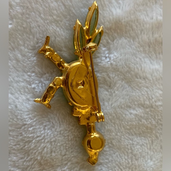 Rare VINTAGE green rhinestone, crystal, & gemstone ROADRUNNER BROOCH - Picture 8 of 8